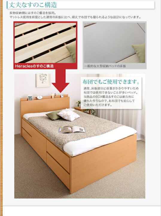 楽天市場】【組立設置】 セミダブルベッド 長く使える 棚付き 