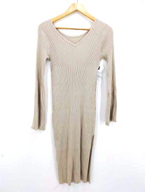 【中古】古着 マウジー moussy FLARE SLEEVE LONG KNIT レディース ニット・セーター 2 茶系