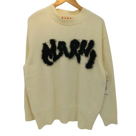 【中古】マルニ MARNI 23SS シェットランドウールナイロンクルーネックロゴニット メンズ 44