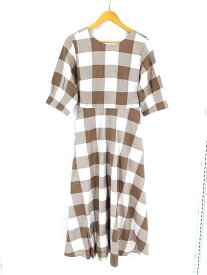 【中古】古着 マウジー moussy BLOCK CHECK DRESS レディース ワンピース 1 茶系