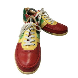 【中古】ダークビッケンバーグ DIRK BIKKEMBERGS ラスタカラー レザー パテンド 切替 ローカット スニーカー メンズ EUR：43