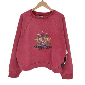 【中古】ユーズドフルギ USED古着 {{LIBERAL YOUTH MINISTRY}} SUNWASHED PRINTED SWEATSHIRT グラフィック クロップド プルオーバー メンズ JPN：M