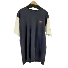 【中古】ゲス GUESS 90S USA製 ロゴ刺繍 Tシャツ メンズ import：XL