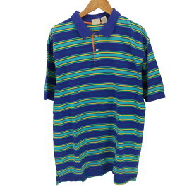 【中古】エルエルビーン L.L.Bean 90-00s USA製 鹿の子 マルチカラー ボーダー ポロシャツ メンズ import：M