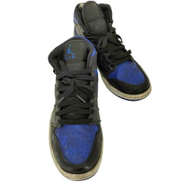 【中古】ジョーダンブランド JORDAN BRAND AIR JORDAN 1 MID BLACK/BLUE メンズ JPN：25.5
