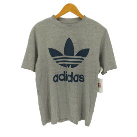 【中古】アディダス adidas 00S 黒タグ トレフォイルロゴ ラバープリント S/S Tシャツ メンズ import：M