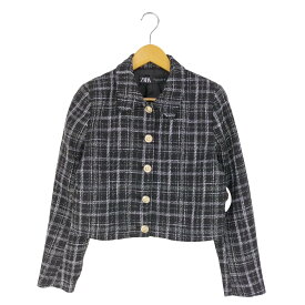 【中古】ザラ ZARA Tweed Shorts jacket ツイード ショートジャケット レディース import：L