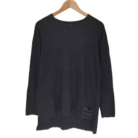 【中古】ダイエットブッチャースリムスキン DIET BUTCHER SLIM SKIN 無地 レザーパッチ クルーネック 長袖 Tシャツ メンズ 表記無