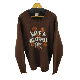 【中古】フリークスストア FREAKS STORE 別注 HAVE A GRATEFUL DAY LOGO CREW NECK KNIT PO/ロゴ クルーネックニット メンズ JPN：M