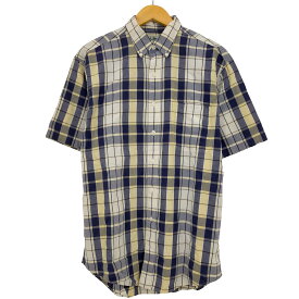 【中古】エルエルビーン L.L.Bean 90s ボックスシルエット ボタンダウン半袖チェックシャツ メンズ import：M