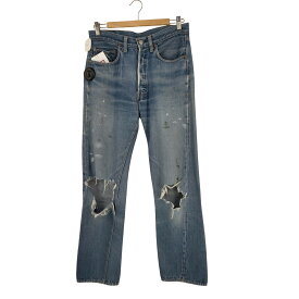 【中古】リーバイス Levis USA製 ボタン裏6刻印 66前期 501 74年9月製 赤耳 バックポケット裏シングル コインポケット裏チェーン デニムパンツ メンズ 32inch