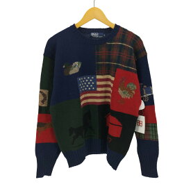 【中古】ポロバイラルフローレン Polo by RALPH LAUREN Flag Patchwork Wool Sweater メンズ M