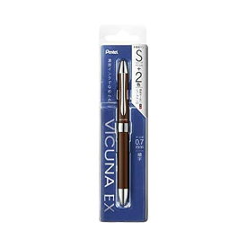 ☆ぺんてる Pentel ／ ビクーニャEX1シリーズ メタルカラー 多機能ペン（パック入り） ／ ボールペン ／ 軸色: セピア ／ ボール径: 黒・赤0.7mm〈細字〉 +シャープペンシル0