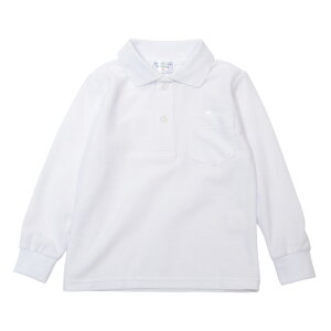 コットンブレンドスクールポロシャツ 子供 体操服 ポロシャツ 長袖 男の子 女の子 100 110 120 130 140 150 160 白/ホワイト 100-160cm 10000 【TA】