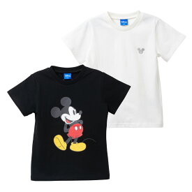 綿100％ ディズニー Tシャツ キッズ 2枚組 ミッキー ミニー tシャツ 半袖 ジュニア カットソー クルーネック 丸首 男の子 女の子 110 120 130 140 白/グレー/ベージュ/ピンク/ラベンダー/黒 110-140cm 220519t 【IS】
