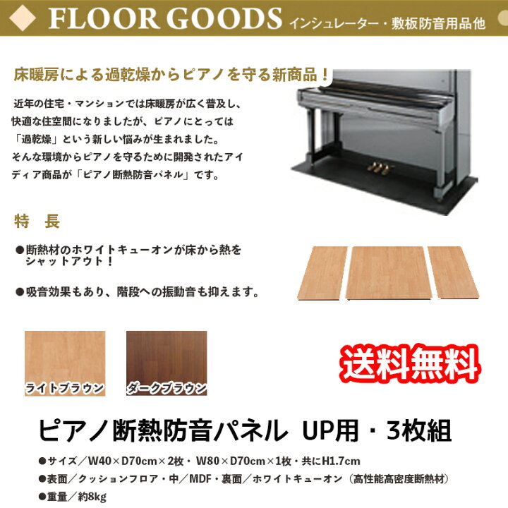 楽天市場】ピアノ断熱防音パネル UP用・3枚組 ブラウン | アップライト 