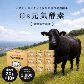 【全国送料無料】Gs酵素 Gs元気酵素 20L ×10箱 牛用 豚用 仔牛 飼料添加 発酵 飼料効率 増体 食いつき改善 腸内環境 成長促進 畜産 農家 業務用 コスト削減