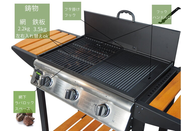 楽天市場】【屋外専用】LPガス BBQグリルグランディ GRANDY 