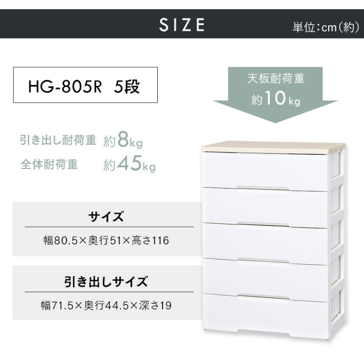 楽天市場】《ﾎﾟｲﾝﾄ5倍☆4日20時〜》ウッドトップチェスト 5段 HG-805 