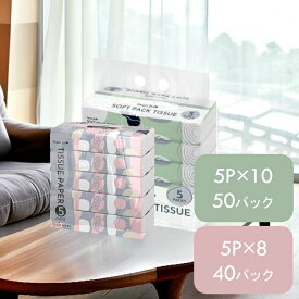 [ほぼ全品P5倍★5日中]ティッシュ ソフトパック ケース 業務用 大容量 40個 (5P×8) 50個 (5P×10) ティッシュペーパー 箱買い ボックスティッシュ まとめ買い 備蓄 防災 紙製品 日用品 一人暮らし 新生活