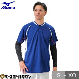 野球 ベースボールシャツ メンズ 半袖 ミズノ ハーフボタン・小衿タイプ Tシャツ ベーシャツ 練習着 52LE216