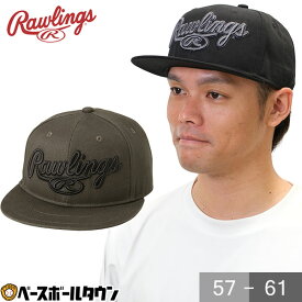 野球 帽子 黒 カーキ ローリングス メンズ 6パネル フラットバイザーキャップ 綿 アジャスター付き AAC14S01 2024年NEWモデル
