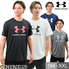 野球 Tシャツ メンズ アンダーアーマー UAテック ビッグロゴ ヒートギア 半袖 丸首 おしゃれ かっこいい ベースボールシャツ 吸汗速乾 抗菌防臭 1359132