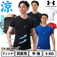 野球 アンダーシャツ 大人 半袖 丸首 フィット アンダーアーマー UNDER ARMOUR ヒートギア(真夏用) UPF40…