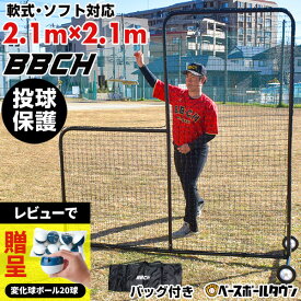 【レビューで変化球ボール贈呈】野球 練習 L字型ネット スチール製 投手用 2.1×2.1m キャスター付 軟式M号・J号 ソフトボール対応 左右兼用 収納バッグ付 L字ネット 防球ネット 防球フェンス 保護ネット 投球ネット 防護 部活 学校 チーム 少年野球 BBCH バッグ刺繍可(B)
