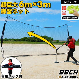 【レビューで穴あきボール贈呈】 野球 練習 マルチネット 6×3m ネット 硬式 軟式 ソフトボール対応 超大型 バッティングネット ワイド 収納バッグ付き 打撃 バッティング 野球ネット 練習ネット バックネット 防球ネット 硬式野球 軟式野球 携帯 自宅 トレーニング BBCH