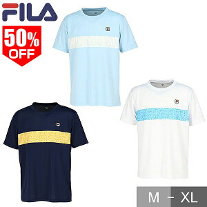 50%OFF テニス フィラ ゲームシャツ メンズ クルーネックシャツ Tシャツ 半袖 丸首 トップス 吸汗速乾 UVカット ストレッチ 軽量 涼しい スポーツウェア 練習着 試合着 部活 トレーニングウェ
