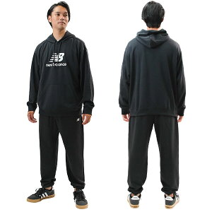 野球 スウェット パーカー 上下セット トレーナー ジョガーパンツ 大人 ニューバランス New Balance パーカー プルオーバー フード付き フーディー 長袖 スエット トップス 裏起毛 スポーツウェ