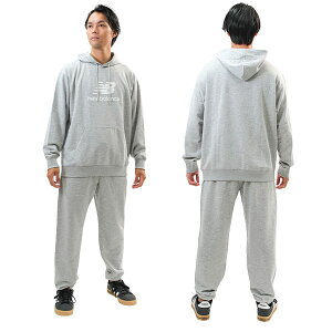 野球 スウェット パーカー 上下セット トレーナー ジョガーパンツ 大人 ニューバランス New Balance パーカー プルオーバー フード付き フーディー 長袖 スエット トップス 裏起毛 スポーツウェ