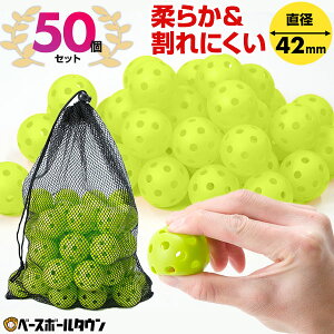 野球 練習 ミニ穴あきボール 42mm 専用メッシュバッグ付き 50個セット 穴あき球 軽い・柔らか・飛ばない・割れにくい 打撃 バッティング トレーニング トレーニングボール 練習ボール 練習器