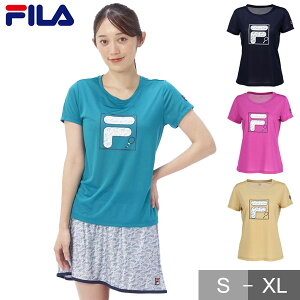 フィラ レディース テニスTシャツ VL2880 半袖 吸汗速乾 UVカット グラフィックTシャツ スポーツTシャツ トップス おしゃれ かわいい 春夏ウェア 普段着にも FILA