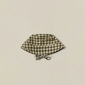 【送料無料】Olive Gingham Bucket Sun Hat (0-12m/1-2y/2-3y/3-4y) by organic zoo OZSS23 オーガニックズー 海外子供服 海外ベビー服 オーガニックコットン ベビー服