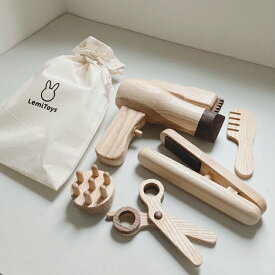 【送料無料】Wooden Barber Set Lemi Toys 木製 美容師さん セット 美容師 ヘアーサロン 美容室 おままごと 木のおもちゃ ままごと 遊び 木製玩具 誕生日プレゼント クリスマスプレゼント