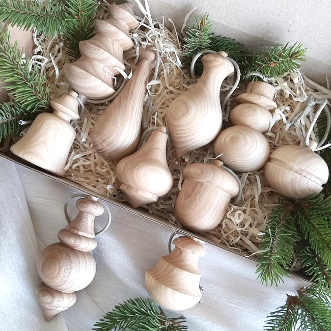 楽天市場】【送料無料】 Wooden Christmas Ornaments 10pc set 木製