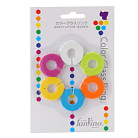 【ゆうパケット送料無料1】カラーグラスリング 6個セット 4520529052220【19001】【メール便】【グラスマーカー】