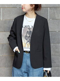 手洗い可 / T/R ダブルクロス ジャケット B.C STOCK ベーセーストック ジャケット・アウター ノーカラージャケット ブラック ベージュ【送料無料】[Rakuten Fashion]