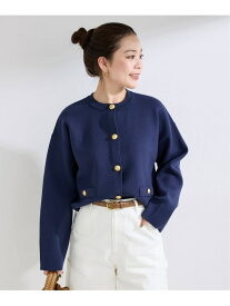 手洗い可 / ミラノリブカーディガン B.C STOCK ベーセーストック トップス カーディガン ネイビー ホワイト ブルー【送料無料】[Rakuten Fashion]