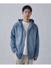 【SALE／30%OFF】シャンブレー フードシャツ B.C STOCK ベーセーストック トップス シャツ・ブラウス ブラック ネイビー【RBA_E】【送料無料】[Rakuten Fashion]