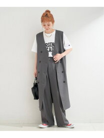 【SALE／50%OFF】《2点セット》ウォッシャブル / ロングジレ+タックパンツセット B.C STOCK ベーセーストック オールインワン・オーバーオール オールインワン・つなぎ グレー ブラウン【RBA_E】【送料無料】[Rakuten Fashion]