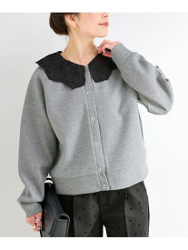 手洗い可 / 2WAYレース襟付きボンディングプルオーバー B.C STOCK ベーセーストック トップス カーディガン グレー ホワイト ブラック【送料無料】[Rakuten Fashion]