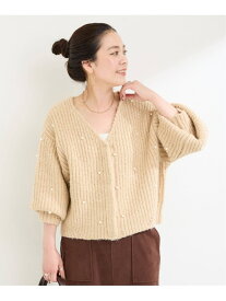 【SALE／50%OFF】パールカーディガン B.C STOCK ベーセーストック トップス カーディガン ベージュ グレー グリーン【RBA_E】[Rakuten Fashion]