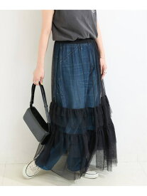 【SALE／50%OFF】手洗い可 / スレンダーチュールラップフリルスカート B.C STOCK ベーセーストック スカート ロング・マキシスカート ブラック【RBA_E】[Rakuten Fashion]