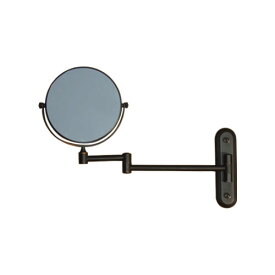 アームミラー 鏡 おしゃれ 綺麗 リフォーム DIY 交換 2面（1面3倍拡大鏡） ブラック（黒） 長23～39×高27cm INK-0706009H