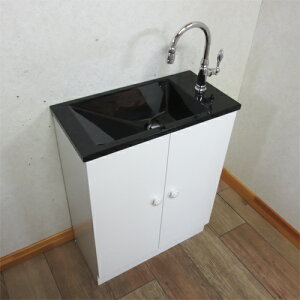 洗面台 収納 おしゃれ 交換 550 リフォーム 洗面化粧台 人工大理石洗面ボウルの3点セット スリムタイプ ブラックホワイト 幅55cm INK-1001-2set-black(INK-0502006Hset-black)