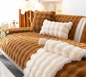 【動画があり】ソファーカバー ラビットファーソファカバー ラビットファーラグ ソファーカバー 1-4人掛け ふわもこ 柔らかく 肌触りが気持ちいい ふわふわソフアカバー 天然素材 防寒保温