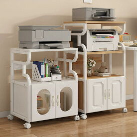 プリンター台 キャスター付き パソコンラック プリンターラックフロアオフィス pcワゴン オーディオラック デスク下 収納 棚 木製 袖机 スリム オフィス 収納 オフィスワゴン 360度回転